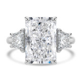 Radiant Lab Created Diamond with Baguette Sidestones Three-Stone Engagement Ring in White Gold (MVSX1037-W)