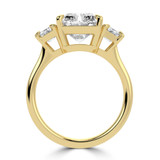 Radiant Lab Created Diamond with Baguette Sidestones Three-Stone Engagement Ring in Yellow Gold (MVSX1037-Y)