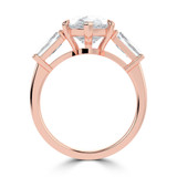 Pear Lab Created Diamond with Baguette Sidestones Three-Stone Engagement Ring in Rose Gold (MVSX1038-R)