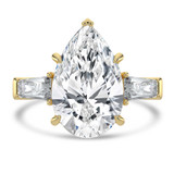 Pear Lab Created Diamond with Baguette Sidestones Three-Stone Engagement Ring in Yellow Gold (MVSX1038-Y)