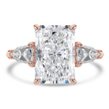 Radiant Lab Created Diamond with Shield Sidestones Three-Stone Engagement Ring in Rose Gold (MVSX1042-R)