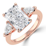 Radiant Lab Created Diamond with Shield Sidestones Three-Stone Engagement Ring in Rose Gold (MVSX1042-R)