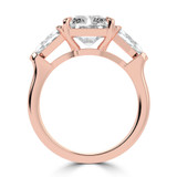 Radiant Lab Created Diamond with Shield Sidestones Three-Stone Engagement Ring in Rose Gold (MVSX1042-R)