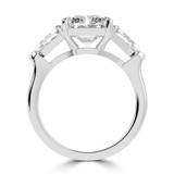 Radiant Lab Created Diamond with Shield Sidestones Three-Stone Engagement Ring in White Gold (MVSX1042-W)