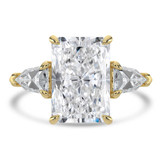 Radiant Lab Created Diamond with Shield Sidestones Three-Stone Engagement Ring in Yellow Gold (MVSX1042-Y)