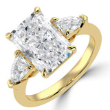 Radiant Lab Created Diamond with Shield Sidestones Three-Stone Engagement Ring in Yellow Gold (MVSX1042-Y)