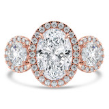 Oval Lab Created Diamond Triple Halo Three-Stone Engagement Ring in Rose Gold (MVSX1044-R)