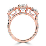Oval Lab Created Diamond Triple Halo Three-Stone Engagement Ring in Rose Gold (MVSX1044-R)