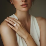 Oval Lab Created Diamond Triple Halo Three-Stone Engagement Ring in Rose Gold (MVSX1044-R)