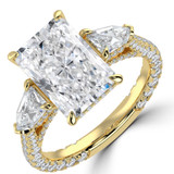 Radiant Lab Created Diamond Three-stone with Accents Three-Stone Engagement Ring in Yellow Gold (MVSX1045-Y)
