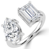 Pear Lab Created Diamond Split Toi et Moi Engagement Ring in White Gold (MVSX1047-W)