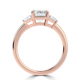 Emerald Lab Created Diamond Open Bridge Three-Stone Engagement Ring in Rose Gold (MVSX1048-R)