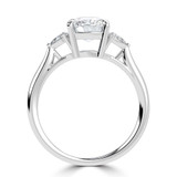 Cushion Lab Created Diamond Tapered Cathedral Open Bridge Three-Stone Engagement Ring in White Gold (MVSX1050-W)