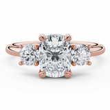 Cushion Lab Created Diamond Three-Stone Engagement Ring in Rose Gold (MVSX1052-R)