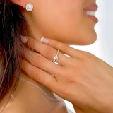 Round Diamond Solitaire with Accents Engagement Ring in White Gold (MVSS0021-W)