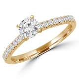 Round Diamond Solitaire with Accents Engagement Ring in Yellow Gold (MVSS0022-Y)