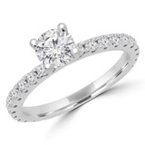 Round Diamond Solitaire with Accents Engagement Ring in White Gold (MVSS0034-W)