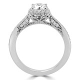 Round Diamond Antique Cushion Halo Engagement Ring in White Gold (MVSS0035-W)