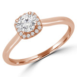 Round Diamond Cushion Halo Engagement Ring in Rose Gold (MVSS0037-R)