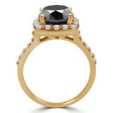 Round Black Diamond Cushion Halo Engagement Ring in Yellow Gold (MVSB0036-Y)