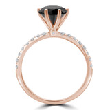 Round Black Diamond Solitaire with Accents Engagement Ring in Rose Gold (MVSB0050-R)