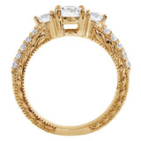 Round Diamond Three-Stone Engagement Ring in Yellow Gold with Accents (MVSX0010-Y)
