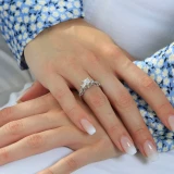Princess Diamond Three-Stone Engagement Ring in White Gold with Accents (MVSX0021-W)