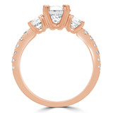 Round Diamond Three-Stone Engagement Ring in Rose Gold with Accents (MVSX0022-R)