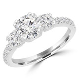 Round Diamond Three-Stone Engagement Ring in White Gold with Accents (MVSX0022-W)