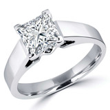 Princess Lab Created Diamond Cathedral Solitaire Engagement Ring in White Gold (MVSLG1004-W)