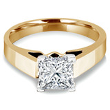 Princess Lab Created Diamond Cathedral Solitaire Engagement Ring in Yellow Gold (MVSLG1004-Y)