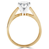 Princess Lab Created Diamond Cathedral Solitaire Engagement Ring in Yellow Gold (MVSLG1004-Y)