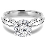 Round Lab Created Diamond Tapered Shank Solitaire Engagement Ring in White Gold (MVSLG1005-W)