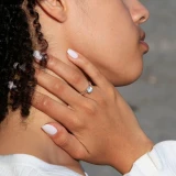 Round Lab Created Diamond Tapered Shank Solitaire Engagement Ring in White Gold (MVSLG1005-W)