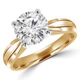 Round Lab Created Diamond Tapered Shank Solitaire Engagement Ring in Yellow Gold (MVSLG1005-Y)