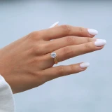 Round Lab Created Diamond Tapered Shank Solitaire Engagement Ring in Yellow Gold (MVSLG1005-Y)