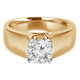 Round Lab Created Diamond Wide Shank Solitaire Engagement Ring in Yellow Gold (MVSLG1007-Y)