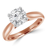 Round Lab Created Diamond Cathedral Solitaire Engagement Ring in Rose Gold (MVSLG1009-R)