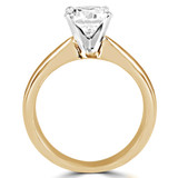 Round Lab Created Diamond Tapered Cathedral Solitaire Engagement Ring in Yellow Gold (MVSLG1011-Y)