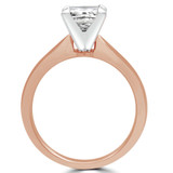 Princess Lab Created Diamond Tapered Cathedral Solitaire Engagement Ring in Rose Gold (MVSLG1012-R)