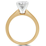 Princess Lab Created Diamond Tapered Cathedral Solitaire Engagement Ring in Yellow Gold (MVSLG1012-Y)