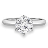 Round Lab Created Diamond Knife Edge 6-Prong Solitaire Engagement Ring in White Gold (MVSLG1013-W)