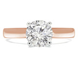 Round Lab Created Diamond Pinched Cathedral Solitaire Engagement Ring in Rose Gold (MVSLG1014-R)