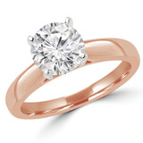 Round Lab Created Diamond Pinched Cathedral Solitaire Engagement Ring in Rose Gold (MVSLG1014-R)