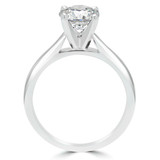 Round Lab Created Diamond Pinched Cathedral Solitaire Engagement Ring in White Gold (MVSLG1014-W)