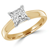 Princess Lab Created Diamond Pinched Cathedral Solitaire Engagement Ring in Yellow Gold (MVSLG1015-Y)