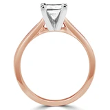 Princess Lab Created Diamond Tapered Cathedral Solitaire Engagement Ring in Rose Gold (MVSLG1018-R)