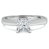Princess Lab Created Diamond Tapered Cathedral Solitaire Engagement Ring in White Gold (MVSLG1018-W)