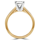 Princess Lab Created Diamond Tapered Cathedral Solitaire Engagement Ring in Yellow Gold (MVSLG1018-Y)