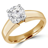 Round Lab Created Diamond Reverse Tapered Cathedral Solitaire Engagement Ring in Yellow Gold (MVSLG1019-Y)